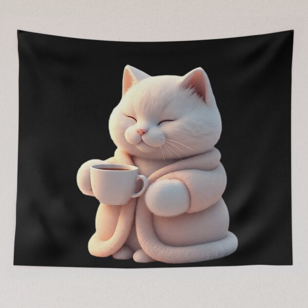 Item preview, Cat and Warm Coffee  designed and sold by AwesomeDigiShop.