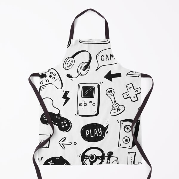 Item preview, Retro Gaming Doodle Pattern Black and White designed and sold by Hannah-Yei.