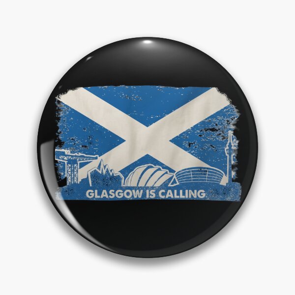 Item preview, Glasgow Is Calling | Vintage Scottish Saltire & Skyline Graphic Art designed and sold by Loom on the Loch.