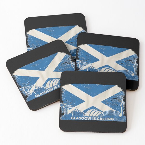 Item preview, Glasgow Is Calling | Vintage Scottish Saltire & Skyline Graphic Art designed and sold by Loom on the Loch.