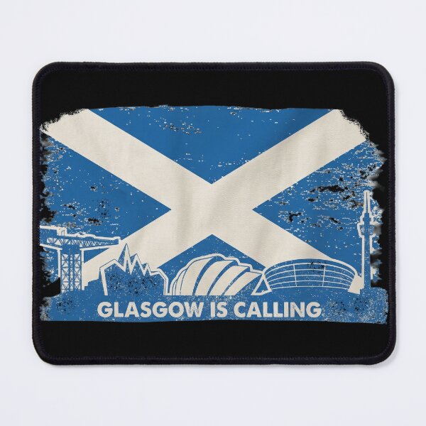 Item preview, Glasgow Is Calling | Vintage Scottish Saltire & Skyline Graphic Art designed and sold by Loom on the Loch.