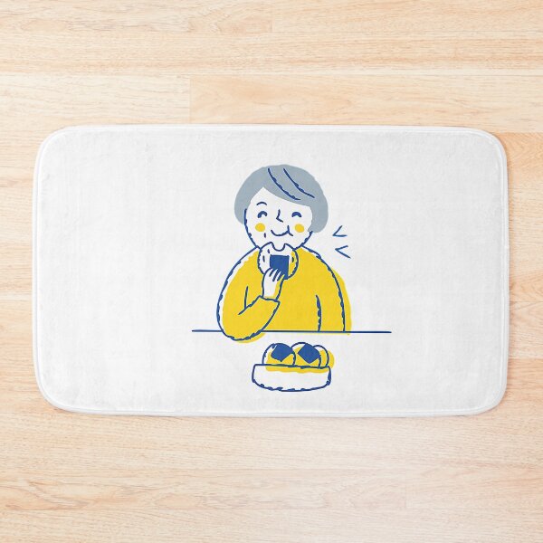 Item preview, Ilustración de una anciana disfrutando de bolas de arroz. designed and sold by Creatby7030.