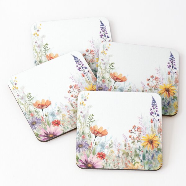 Item preview, Blooming Spring Boho watercolour pastel wildflower garden painting, nature inspired neutral colours floral spring botanical flowers designed and sold by navitalidesign.