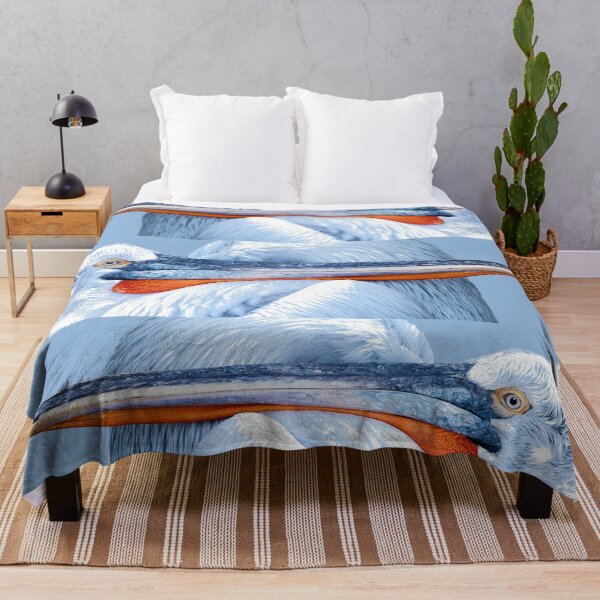 Item preview, White Pelican Bird Blue Tropical Beach Coastal Art designed and sold by Sharon Cummings Art.