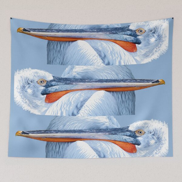 Item preview, White Pelican Bird Blue Tropical Beach Coastal Art designed and sold by Sharon Cummings Art.
