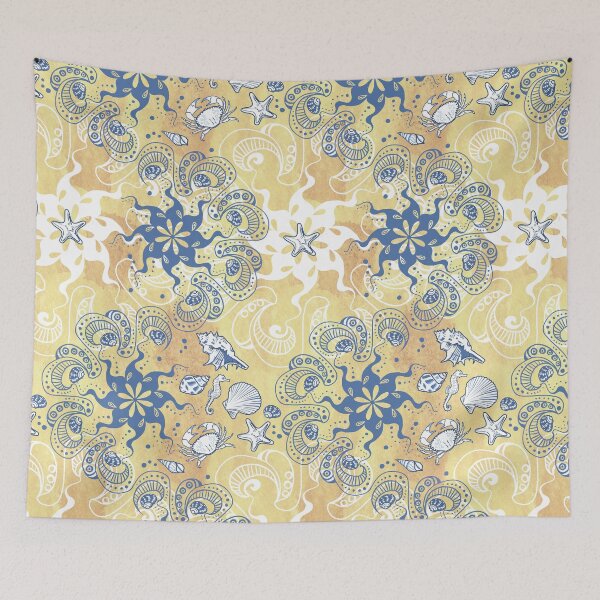 Item preview, Boho Beach Sandy Yellow Mandala Garland designed and sold by kobyakov.