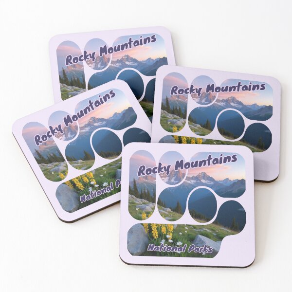 Item preview, Rocky Mountains National Parks - Geometric Alpine Triptych - Peaks & Petals Prism Landscape  designed and sold by PriyaMagic.