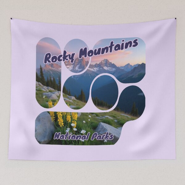 Item preview, Rocky Mountains National Parks - Geometric Alpine Triptych - Peaks & Petals Prism Landscape  designed and sold by PriyaMagic.