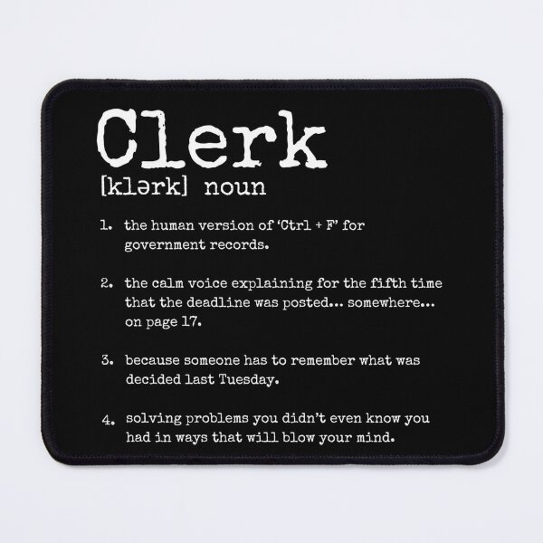 Item preview, Clerk Definition in white designed and sold by IIMC.