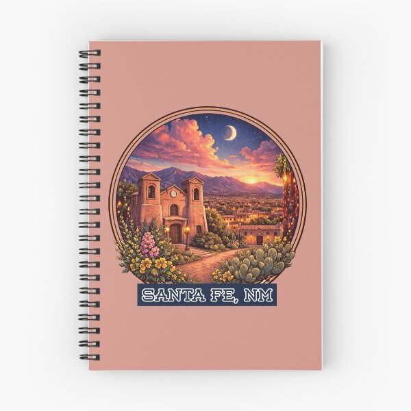 Item preview, Santa Fe New Mexico Sunset Illustration – Vintage Southwest Adobe Church Desert Art Travel designed and sold by SimplyJasper.