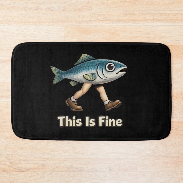 Item preview, This Is Fine Fish Meme Funny Anxiety Walking Fish Shirt designed and sold by HubCreates.