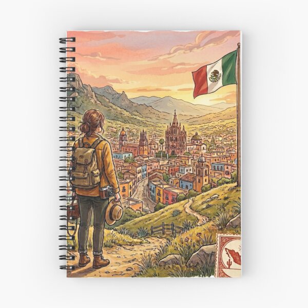 Item preview, Vintage Solo Female Travel Mexico - Pueblo Magico Adventure Art designed and sold by Bloom & Quiet .