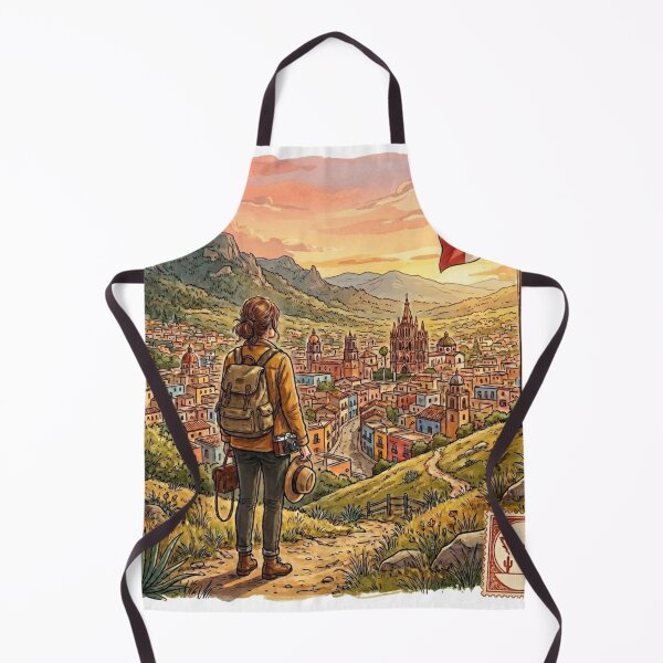 Item preview, Vintage Solo Female Travel Mexico - Pueblo Magico Adventure Art designed and sold by Bloom & Quiet .