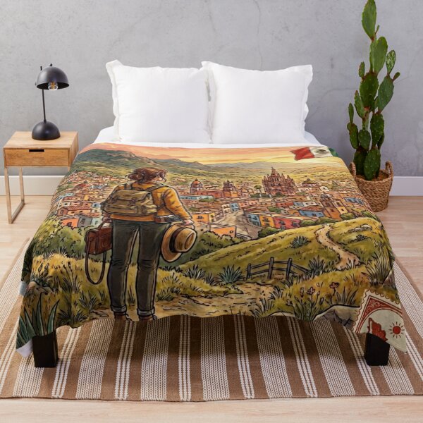 Item preview, Vintage Solo Female Travel Mexico - Pueblo Magico Adventure Art designed and sold by Bloom & Quiet .