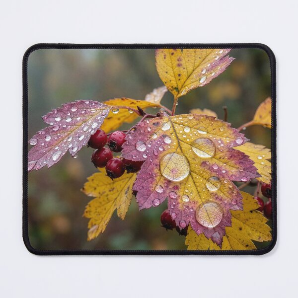Item preview, Hawthorn Leaves and Berries in the Rain designed and sold by Tridentulus.