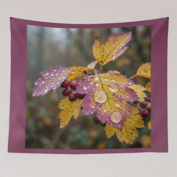 Item preview, Hawthorn Leaves and Berries in the Rain designed and sold by Tridentulus.