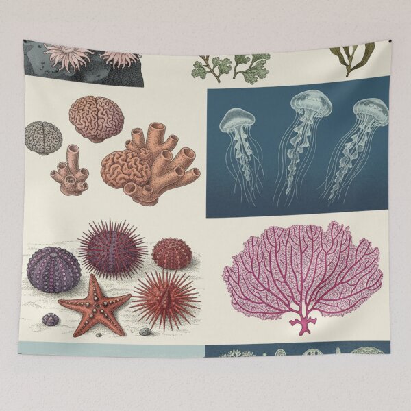 Item preview, Vintage Marine Botanical Grid designed and sold by HeyHas.