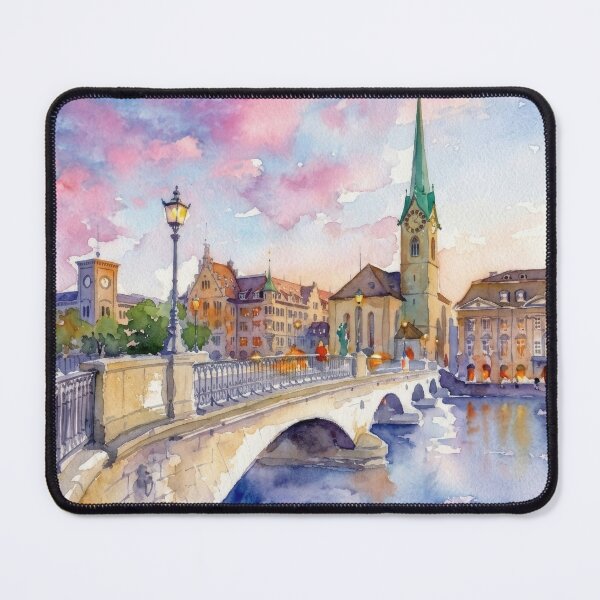 Item preview, Zurich Münster Bridge Watercolor designed and sold by caracatita75.