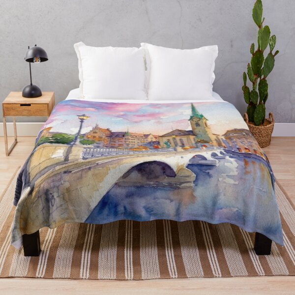 Item preview, Zurich Münster Bridge Watercolor designed and sold by caracatita75.