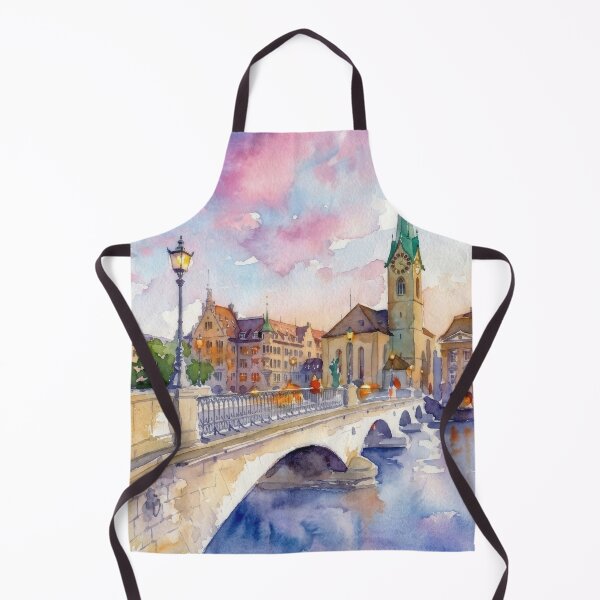 Item preview, Zurich Münster Bridge Watercolor designed and sold by caracatita75.