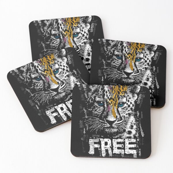 Item preview, Born Free Leopard Typography Art - Powerful Wildlife Portrait Made from Words designed and sold by OlfactoART Studio.