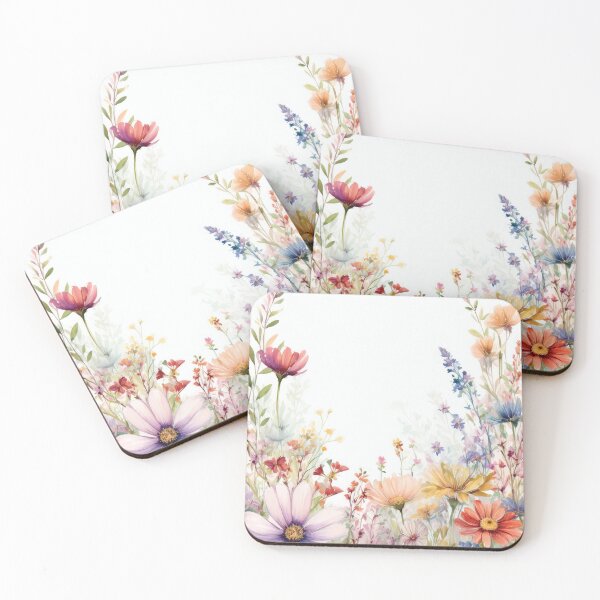 Item preview, PASTEL Spring Boho watercolour pastel wildflower garden painting, nature inspired neutral colours floral spring botanical flowers designed and sold by navitalidesign.