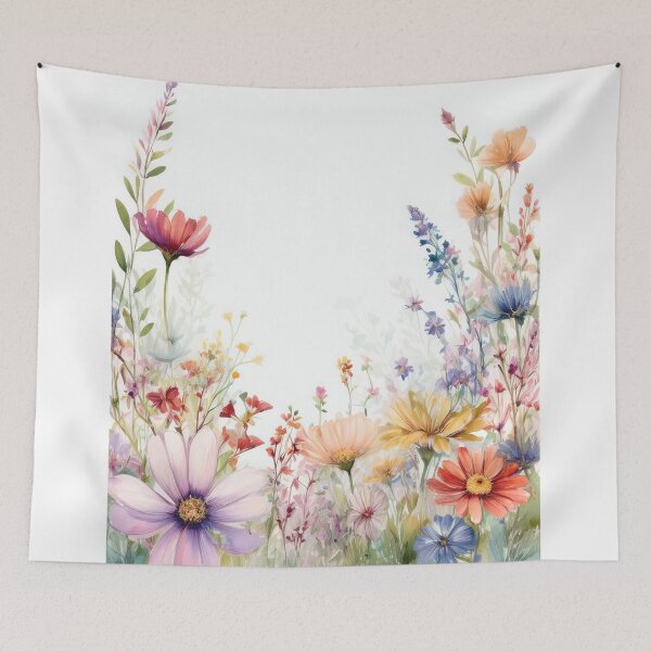 Item preview, PASTEL Spring Boho watercolour pastel wildflower garden painting, nature inspired neutral colours floral spring botanical flowers designed and sold by navitalidesign.
