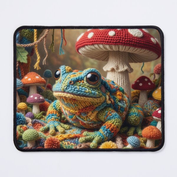 Item preview, Yarn Toad Sitting Under Yarn Amanita Mushroom Toadstool designed and sold by Tridentulus.