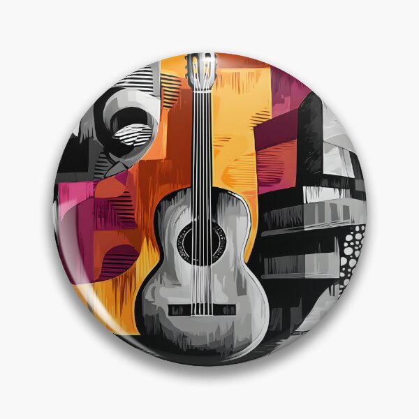 Item preview, Bright Geometric Guitar Abstract Art with Sharp Angles and Vibrant Color Energy designed and sold by OlfactoART Studio.