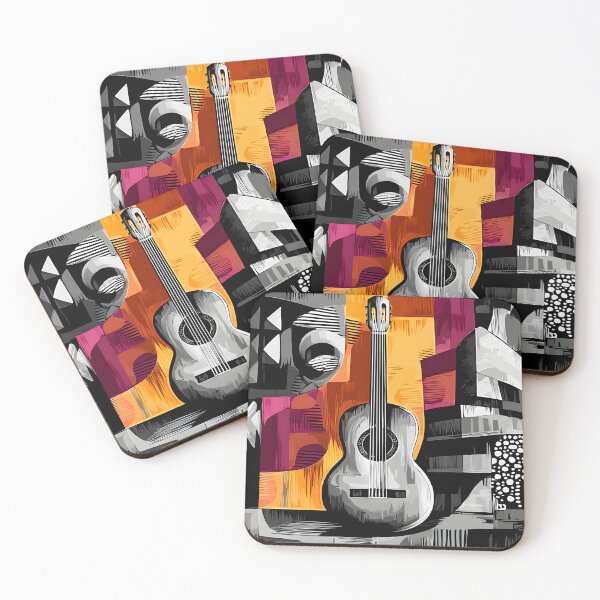 Item preview, Bright Geometric Guitar Abstract Art with Sharp Angles and Vibrant Color Energy designed and sold by OlfactoART Studio.
