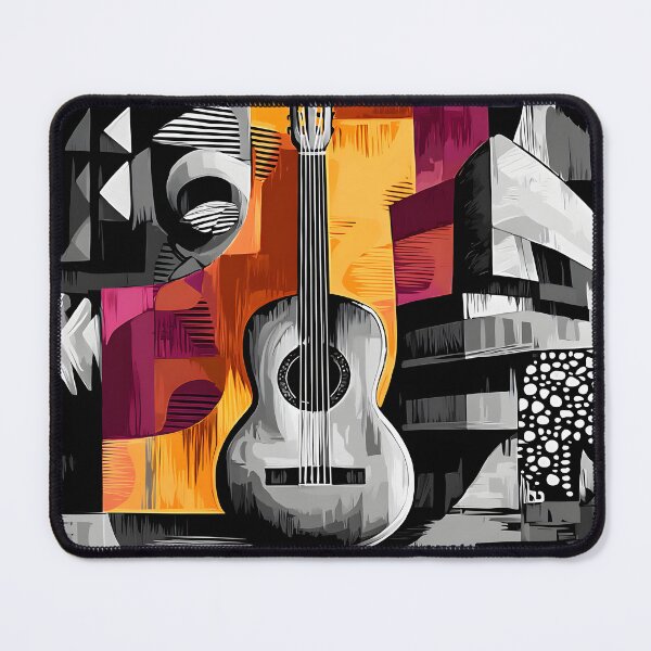 Item preview, Bright Geometric Guitar Abstract Art with Sharp Angles and Vibrant Color Energy designed and sold by OlfactoART Studio.