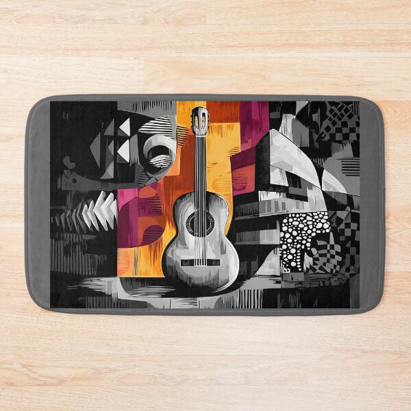 Item preview, Bright Geometric Guitar Abstract Art with Sharp Angles and Vibrant Color Energy designed and sold by OlfactoART Studio.
