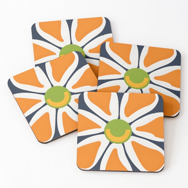 Item preview, Orange Flower with Green Center Against Dark Background Bold Contrast Floral Expression designed and sold by OlfactoART Studio.