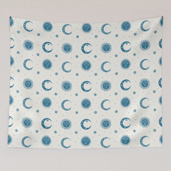 Item preview, Celestial Sun Moon Pattern Minimal Astrology Boho Night Sky designed and sold by trajeado14.