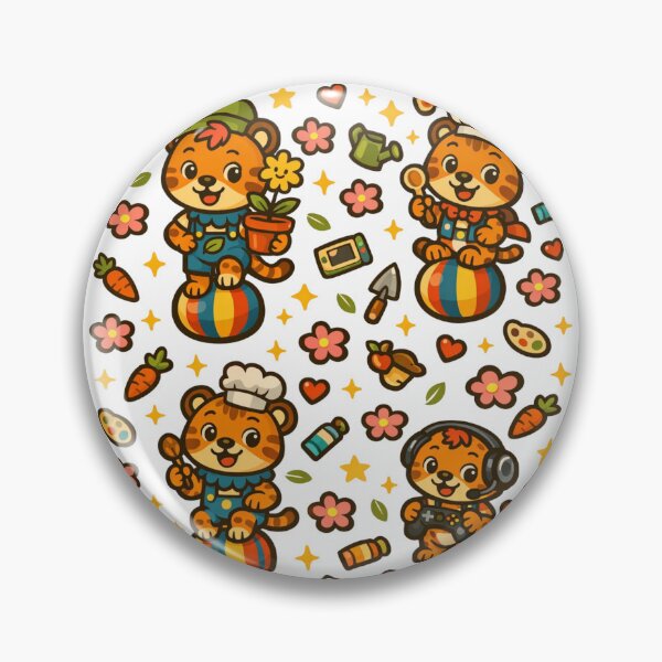Item preview, Kawaii Tiger Pattern – Cute Animal Garden Theme designed and sold by Joyfulfabric.
