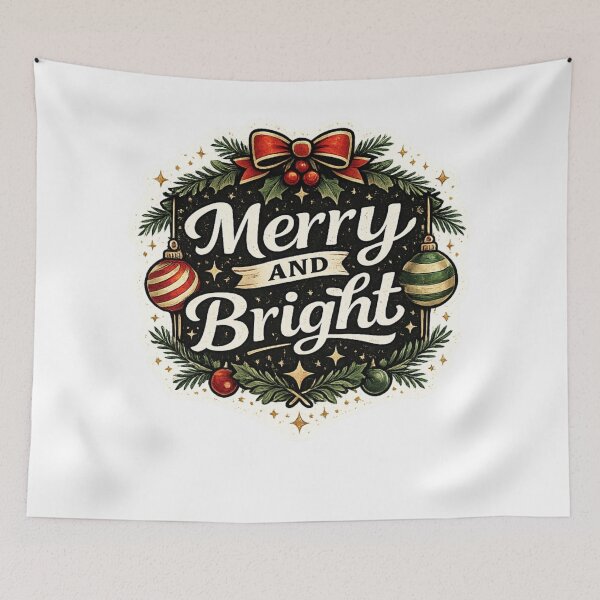 Artikelvorschau, Merry And Bright Christmas Bow Wreath Holiday Design entworfen und verkauft von CLOUTKULT.