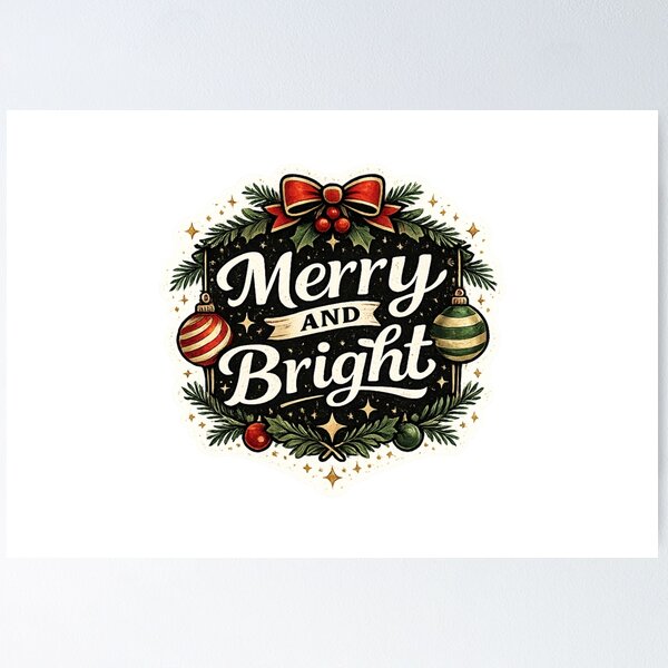 Artikelvorschau, Merry And Bright Christmas Bow Wreath Holiday Design entworfen und verkauft von CLOUTKULT.