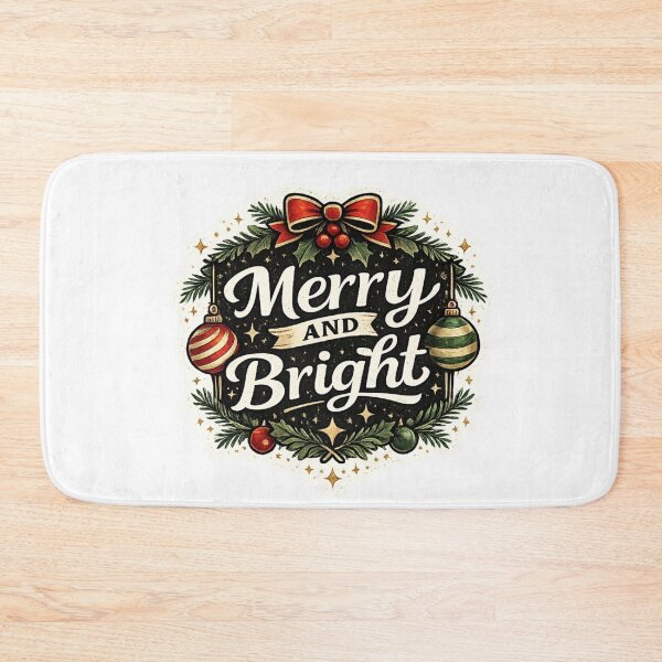 Artikelvorschau, Merry And Bright Christmas Bow Wreath Holiday Design entworfen und verkauft von CLOUTKULT.