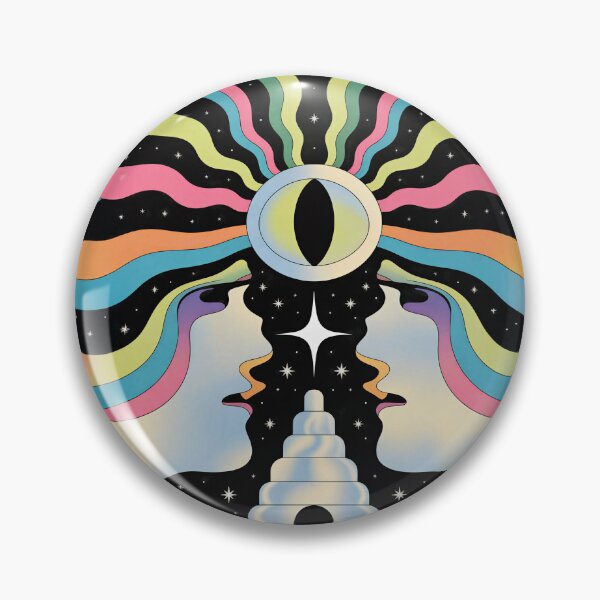 Item preview, Retro Psychedelic Cosmic Eye Poster – Abstract Surreal Faces, Vintage Space Art Print designed and sold by Timegraf.