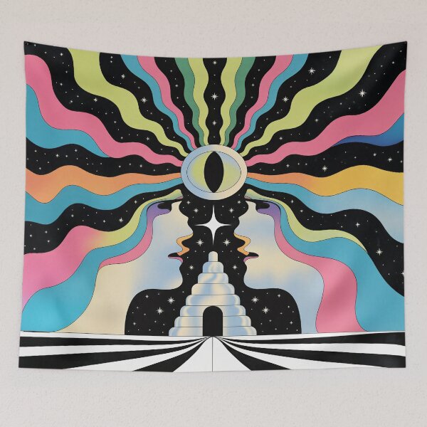 Item preview, Retro Psychedelic Cosmic Eye Poster – Abstract Surreal Faces, Vintage Space Art Print designed and sold by Timegraf.