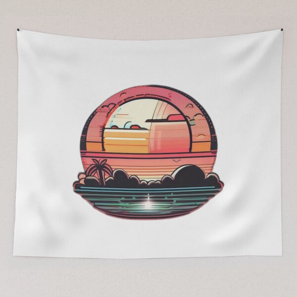 Item preview, Retro Sunset Train Landscape | Vintage Aesthetic Travel Design | Minimalist Nature Illustration designed and sold by Bad7Wear.