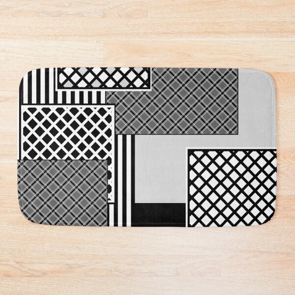 Item preview, Trends, black and white, patchwork pattern designed and sold by fuzzyfox.