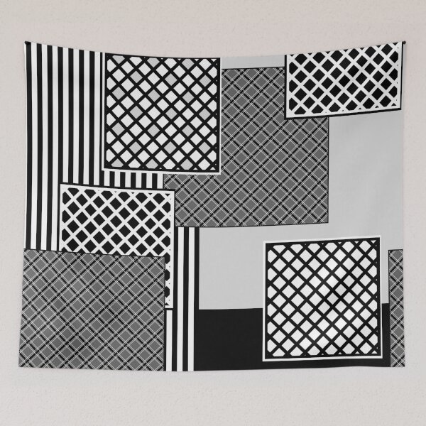 Item preview, Trends, black and white, patchwork pattern designed and sold by fuzzyfox.
