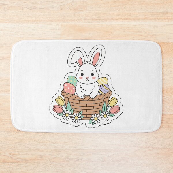 Item preview,  Cute Easter Bunny in Basket with Eggs and Flowers — Vector Sticker designed and sold by Han-Chaeyoung.