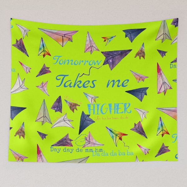 Item preview, Retro Paper Airplanes – Tomorrow Takes Me Higher Music Inspired Design designed and sold by aadventures.