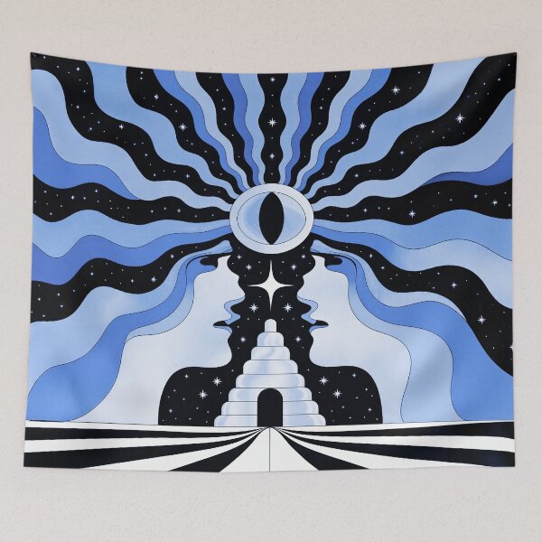 Item preview, Psychedelic Cosmic Eye Poster – Abstract Surreal Faces, Vintage Space Art Print designed and sold by Timegraf.
