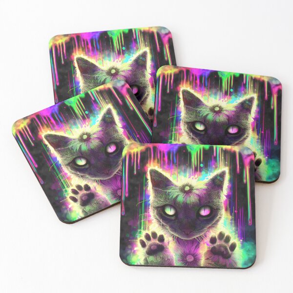 Item preview, Trippy Rainbow Galaxy Cat Portrait designed and sold by DonaldWaltersxx.