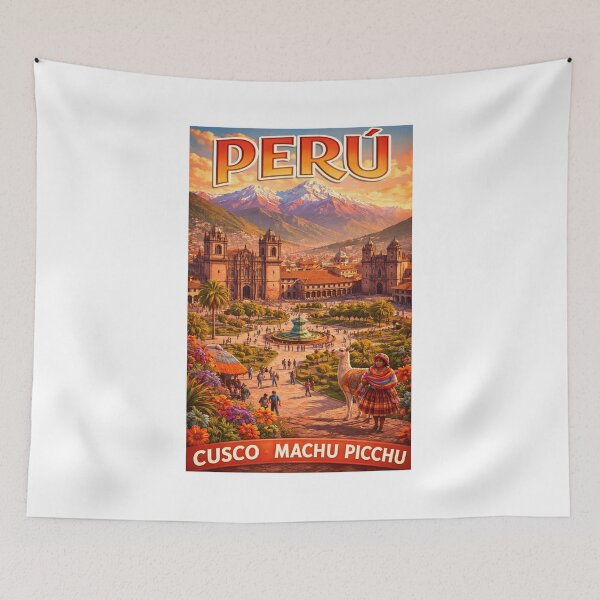 Item preview, Cusco Peru Vintage Travel Poster designed and sold by ElartedeNoel.