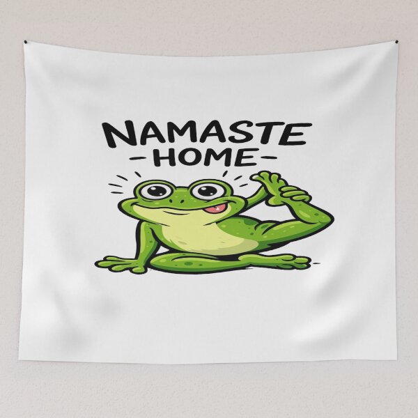 Item preview, Cute Yoga Frog “Namaste Home” Design – Funny Relaxation Graphic for Stickers & Gifts designed and sold by Bright Nest Studio.