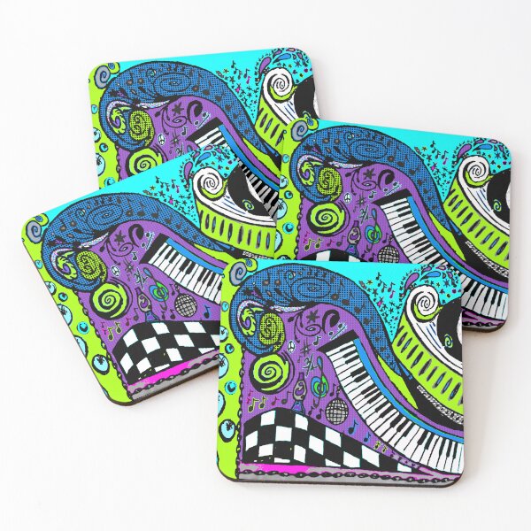 Item preview, Retro Psychedelic Piano Art – Neon Trippy Music Illustration designed and sold by aadventures.